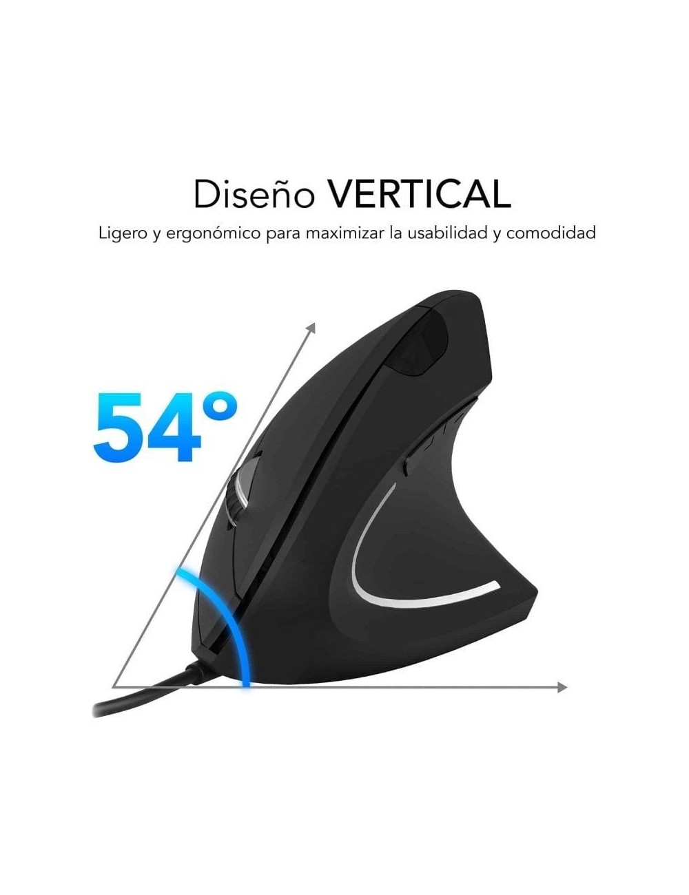 Ratón Vertical Subblim Glide Vertical Ergo Wired/ Hasta 1600 DPI/ Negro
