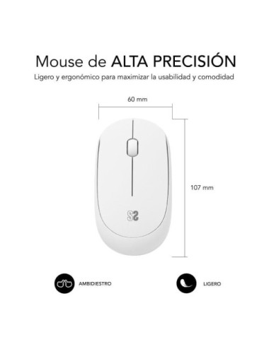 Ratón Inalámbrico Subblim Business Plus Silencioso/ Hasta 1200 DPI/ Blanco