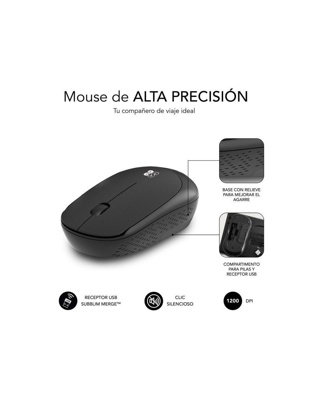Ratón Inalámbrico Subblim Business Plus Silencioso/ Hasta 1200 DPI