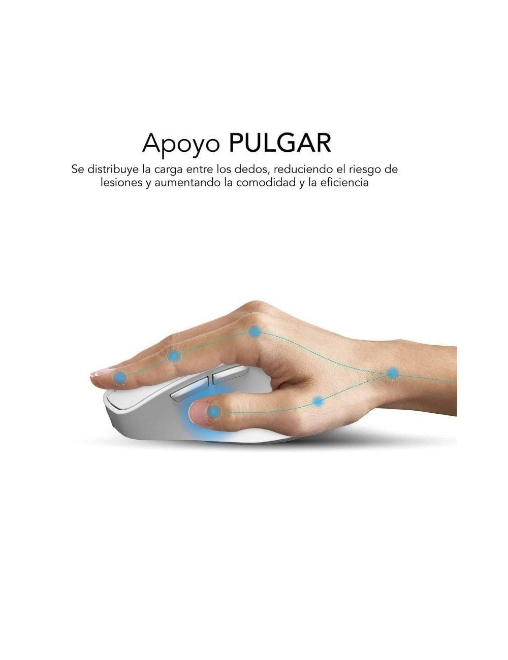 Ratón Ergonómico Inalámbrico Subblim Comfort Ergo Dual Battery/ Batería recargable/ Hasta 2400 DPI/ Blanco
