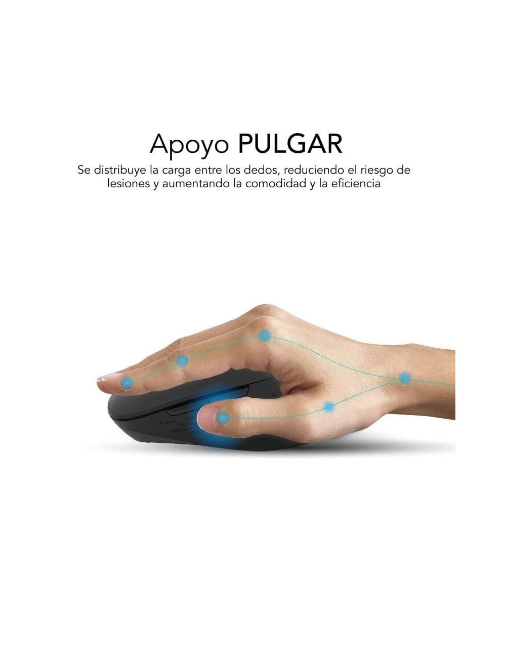 Ratón Ergonómico Inalámbrico Subblim Curve Ergo Dual Battery/ Batería recargable/ Hasta 1600 DPI/ Negro