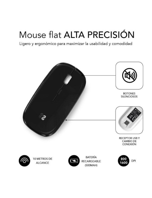 Ratón Inalámbrico Subblim Dual Flat/ Batería recargable/ Hasta 1600 DPI