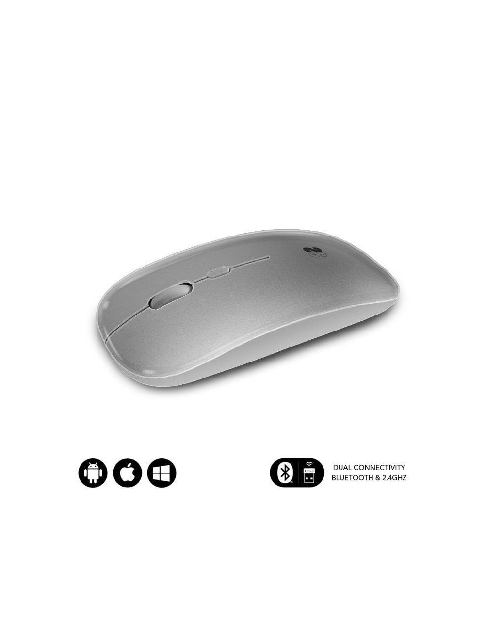 Ratón Inalámbrico Subblim Dual Flat/ Batería recargable/ Hasta 1600 DPI/ Plata