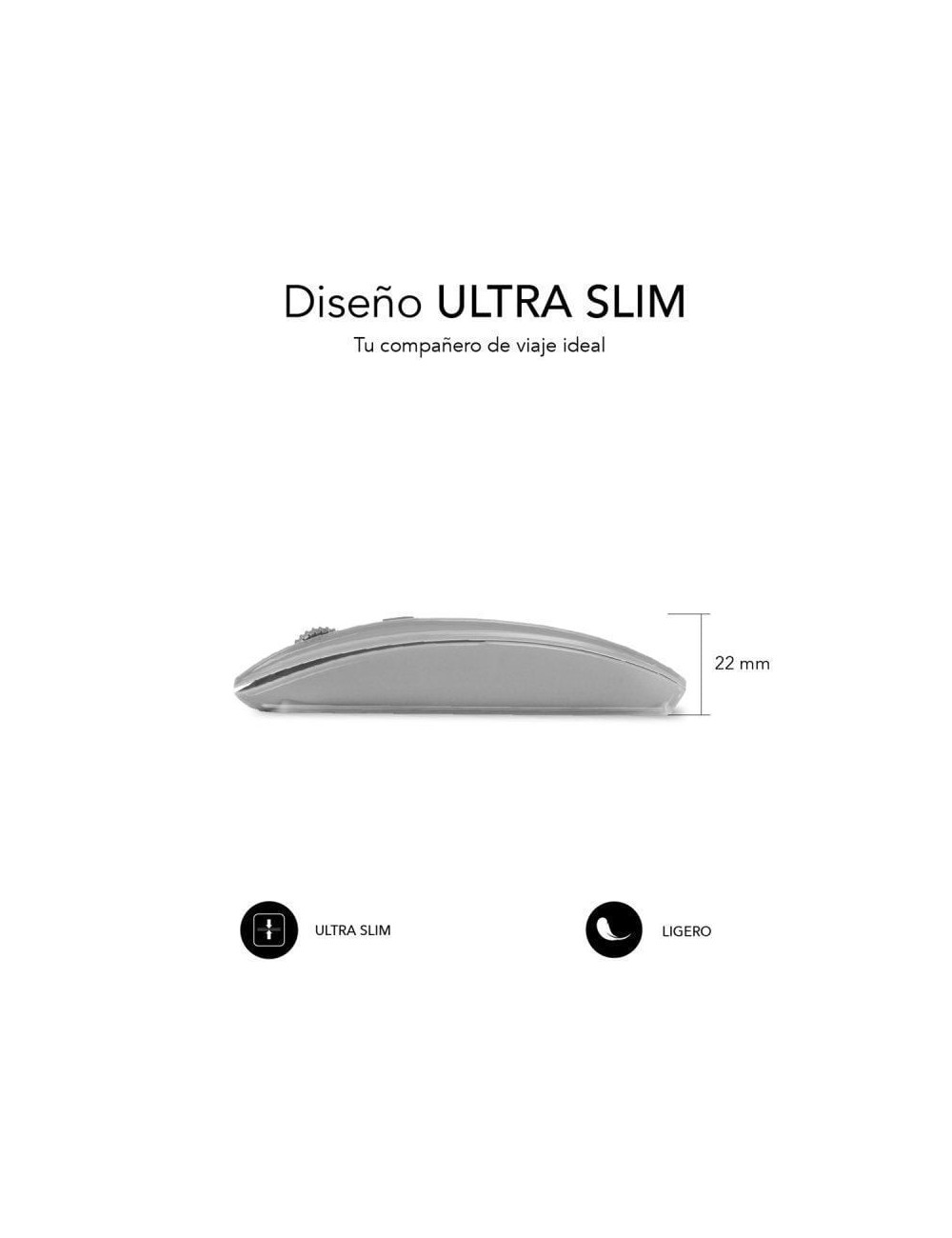 Ratón Inalámbrico Subblim Dual Flat/ Batería recargable/ Hasta 1600 DPI/ Plata