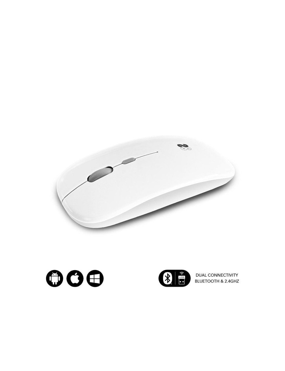 Ratón Inalámbrico Subblim Dual Flat/ Batería recargable/ Hasta 1600 DPI/ Blanco