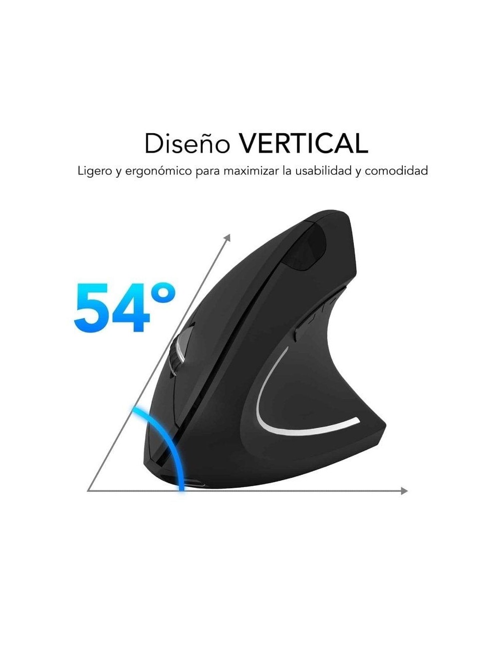 Ratón Vertical Inalámbrico Subblim Glide Vertical Ergo Dual Battery/ Batería Recargable/ Hasta 1600 DPI/ Negro