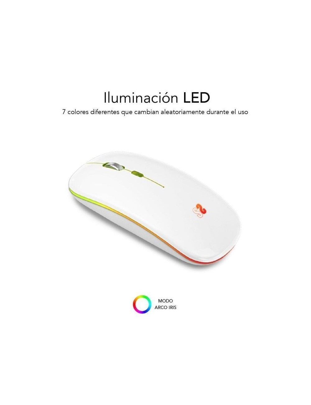 Ratón Inalámbrico Subblim LED Dual Flat/ Batería recargable/ Hasta 1600 DPI/ Blanco