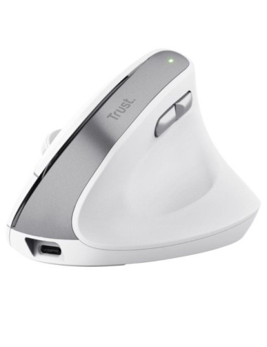 Ratón Vertical Inalámbrico Trust Bayo II/ Batería recargable/ Hasta 2400 DPI/ Blanco