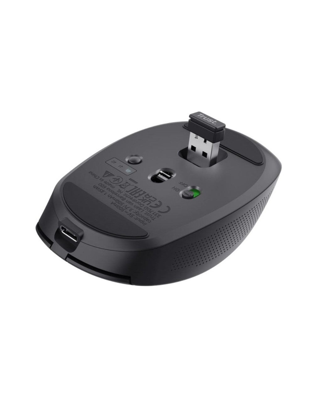 Ratón Inalámbrico Trust Ozaa Compact Wireless/ Batería recargable/ Hasta 3200 DPI/ Negro