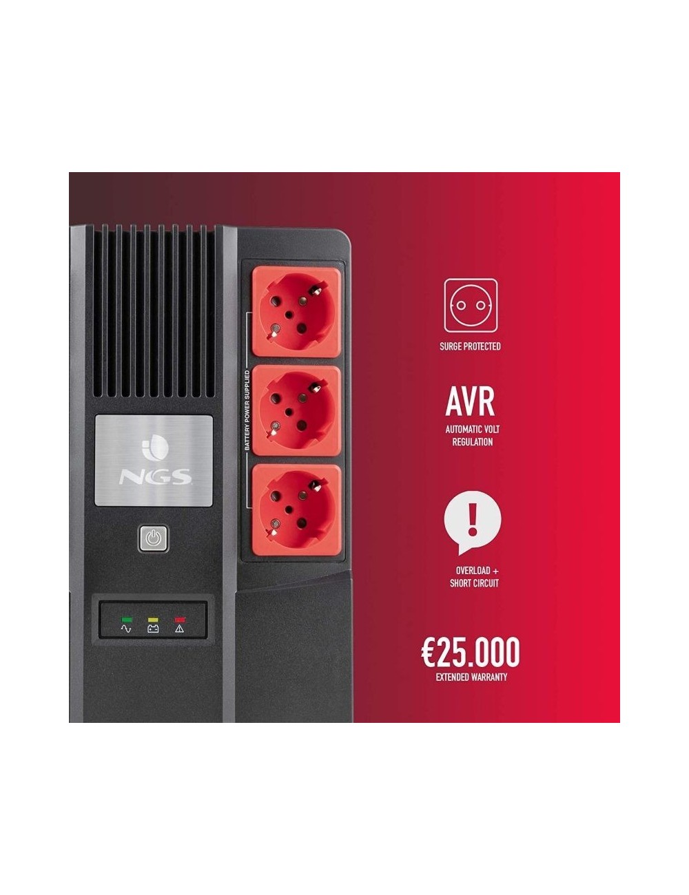 SAI Offline NGS Fortress Bunker/ 600VA-360W/ 6 Salidas/ Formato Bloque