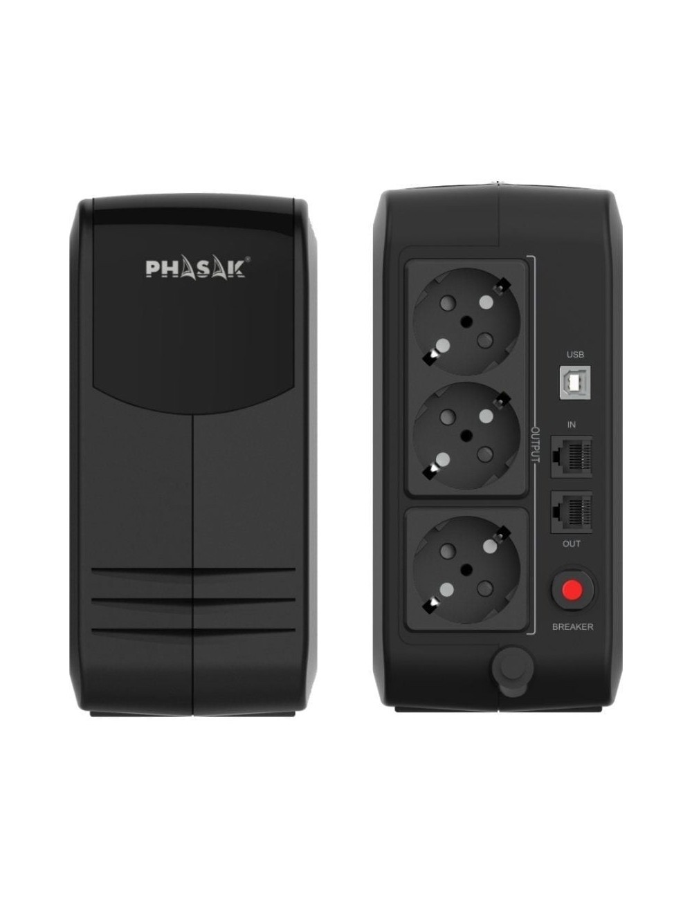 SAI Línea Interactiva Phasak Smart Lite 750 VA/ 750VA-450W/ 3 Salidas/ Formato Torre
