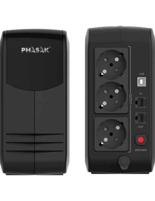 SAI Línea Interactiva Phasak Smart Lite 750 VA/ 750VA-450W/ 3 Salidas/ Formato Torre