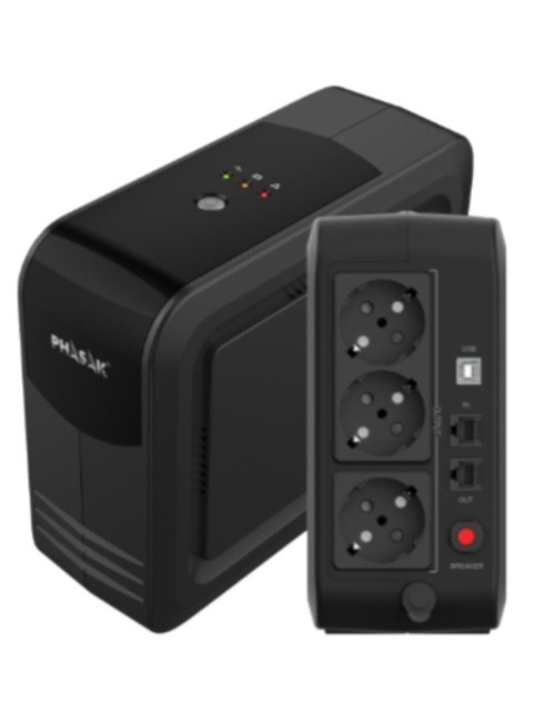 SAI Línea Interactiva Phasak Smart Lite 750 VA/ 750VA-450W/ 3 Salidas/ Formato Torre