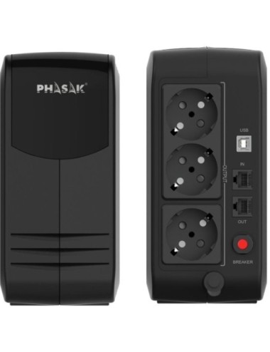 SAI Línea Interactiva Phasak Smart Lite 950VA/ 950VA-570W/ 3 Salidas/ Formato Torre