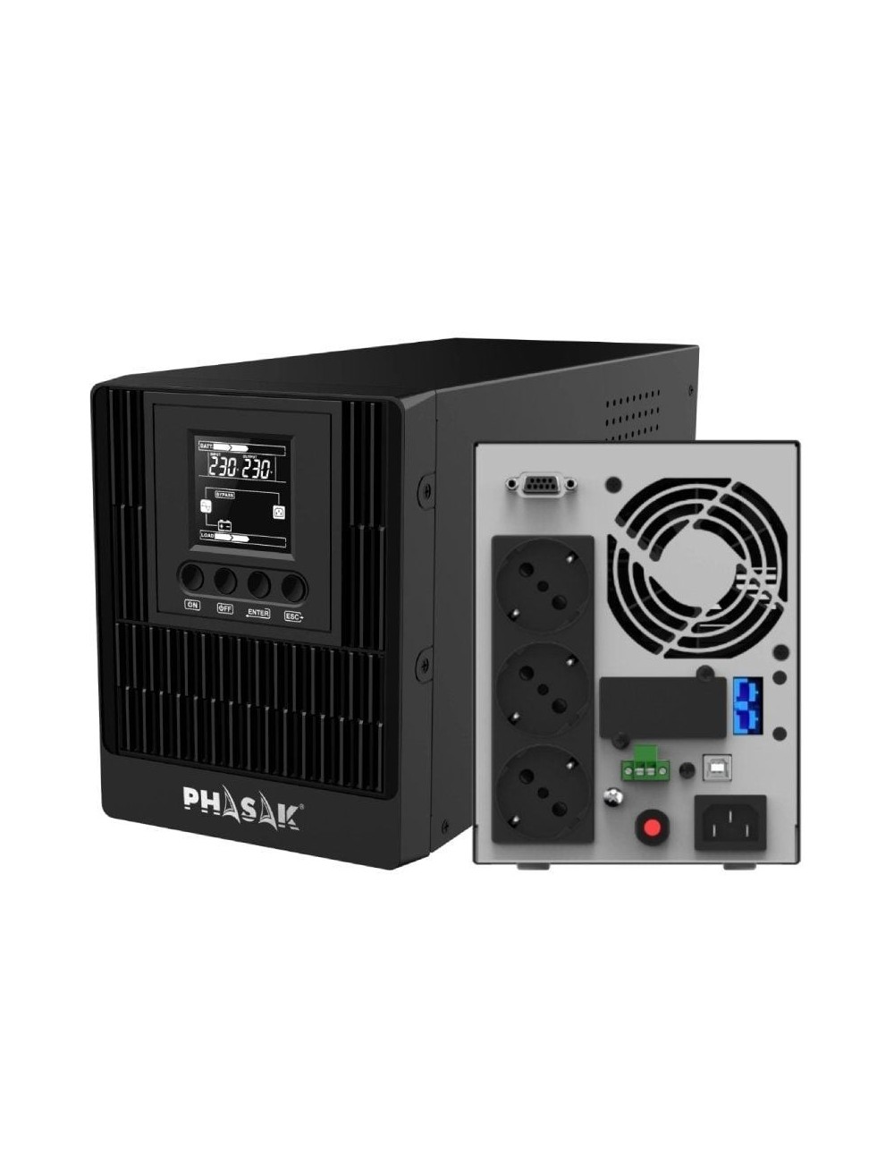 SAI Online Phasak 1000 VA Online LCD/ 1000VA-1000W/ 3 Salidas/ Formato Torre