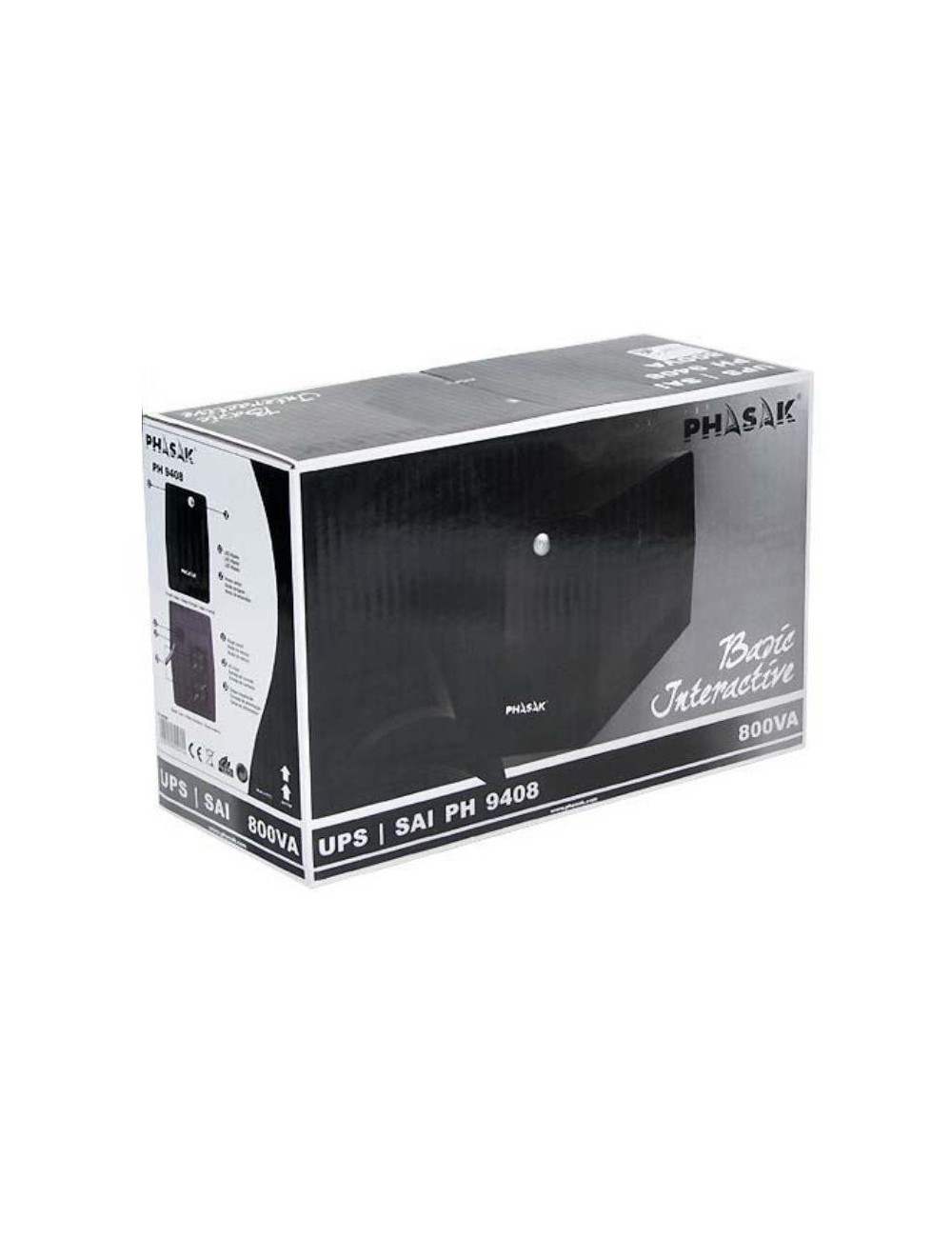 SAI Línea Interactiva Phasak Basic Interactive 800 VA/ 800VA-480W/ 2 Salidas/ Formato Torre