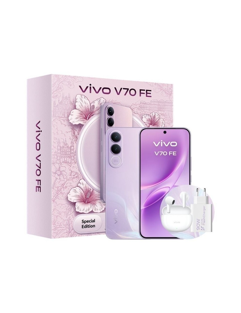 Smartphone Vivo V70 FE 8GB/ 512GB/ 6.83'/ 5G/ Púrpura/ Incluye Cargador + Auriculares