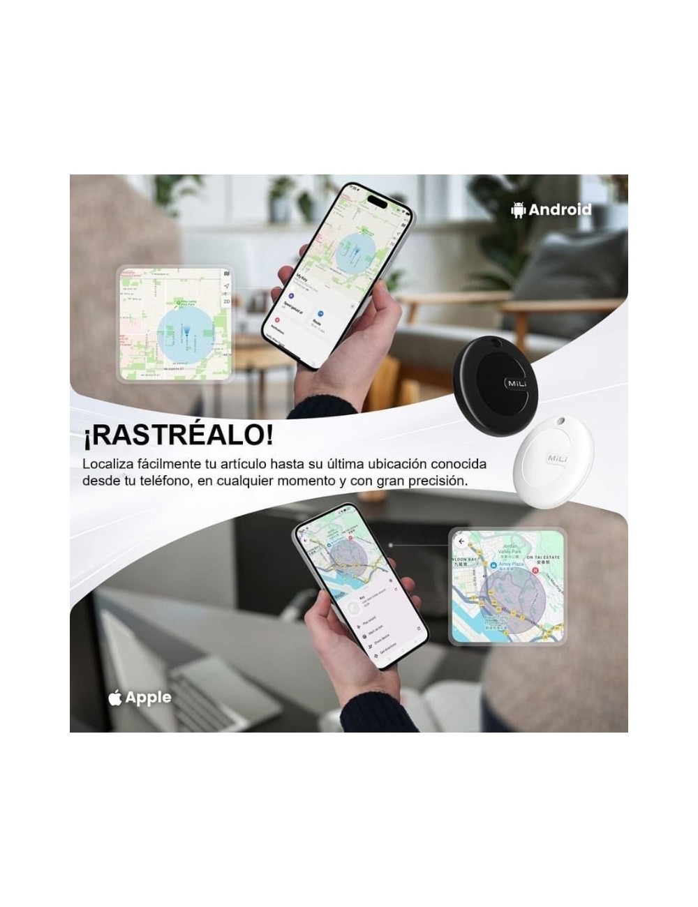 Localizador Leotec EasyTag Dual/ Negro/ Incluye Llavero Negro
