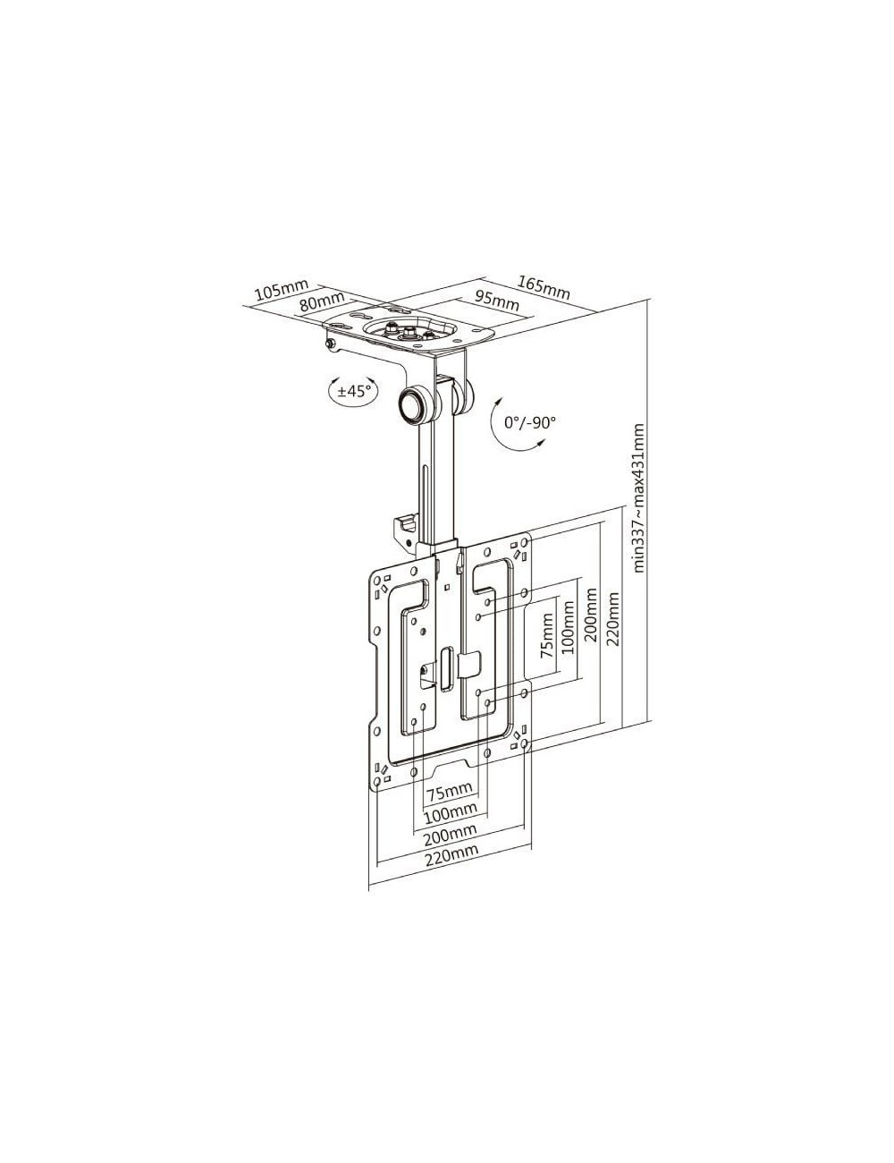 Soporte de Techo Giratorio/ Plegable Aisens CT43S-187 para TV de 19-43'/ hasta 20kg