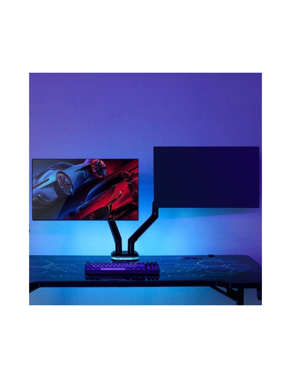 Soporte Gaming para 2 Monitores Aisens DT32TSR-297/ hasta 9kg/ con Iluminación RGB