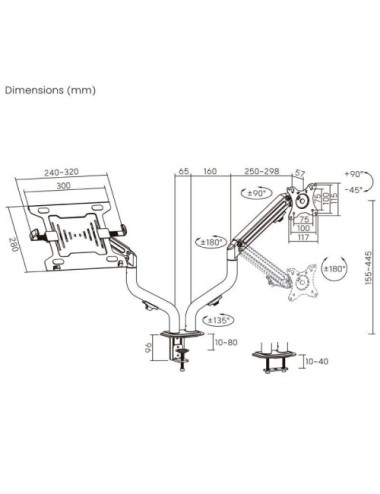 Soporte de Mesa Orientable/ Inclinable DTL32TSR-195 para TV y Portátil de 17-32'