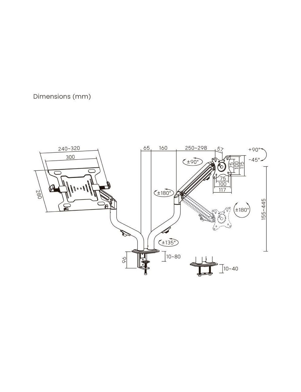 Soporte de Mesa Orientable/ Inclinable DTL32TSR-195 para TV y Portátil de 17-32'