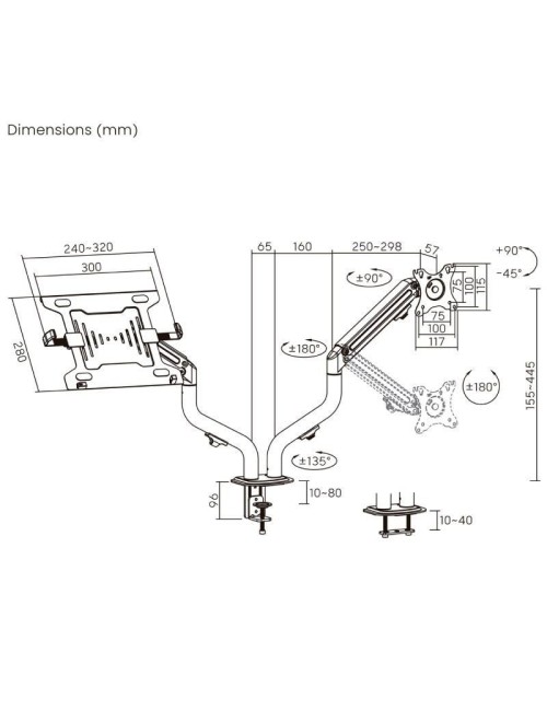 Soporte de Mesa Orientable/ Inclinable DTL32TSR-195 para TV y Portátil de 17-32'