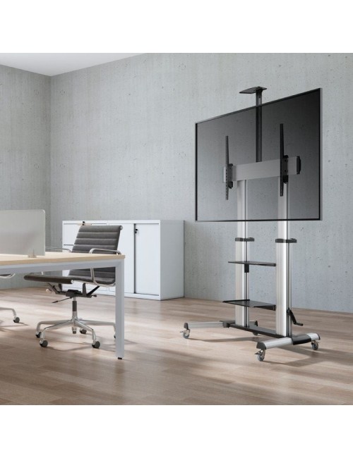 Soporte de Suelo Inclinable con Ruedas y Manivela Aisens FT100TE-125 para TV 60-100'/ hasta 100kg