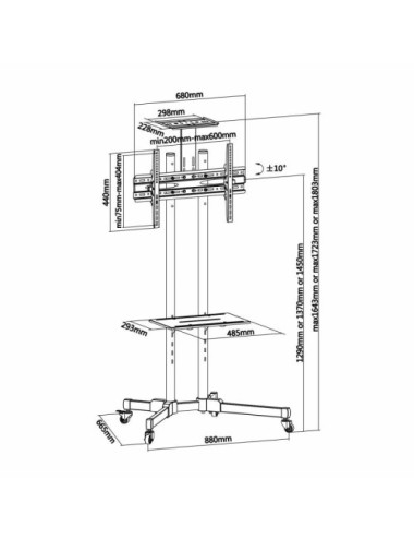 Soporte de Suelo Inclinable con Ruedas Aisens FT70TE-035 para TV de 37-70'/ hasta 50kg