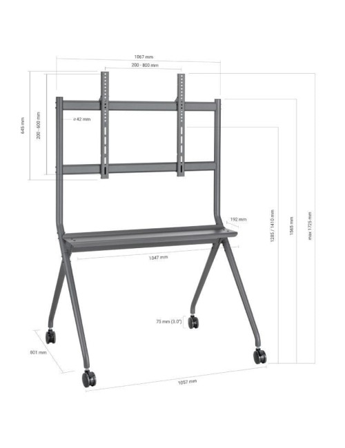 Soporte de Suelo con Ruedas Aisens FT86FE-143 para TV o Pantalla Interactiva 50'-86'/ hasta 120kg