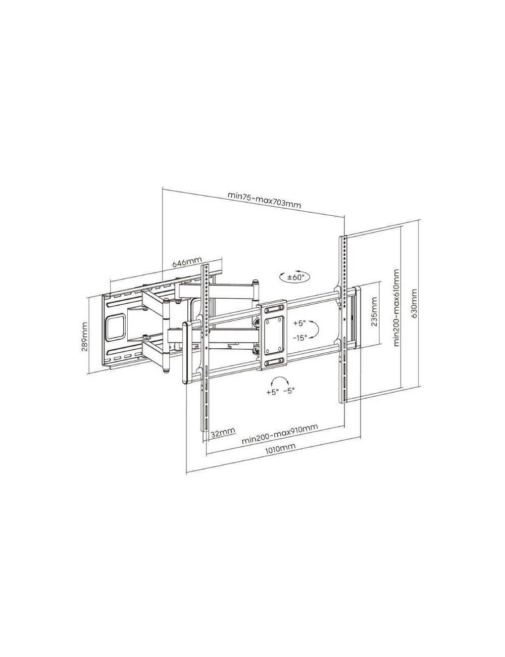 Soporte de Pared Giratorio/ Inclinable/ Nivelable Aisens WT120TSLE-163 para TV de 60-120'/ hasta 120kg
