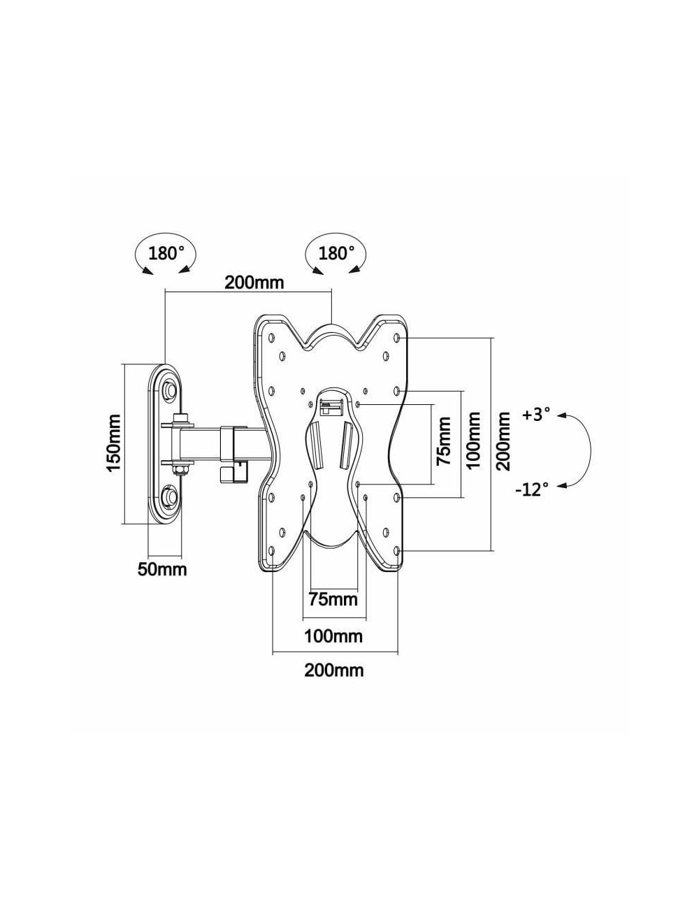 Soporte de Pared Extensible/ Inclinable/ Giratorio Aisens WT42TSE-007 para TV de 23-42'/ hasta 25kg