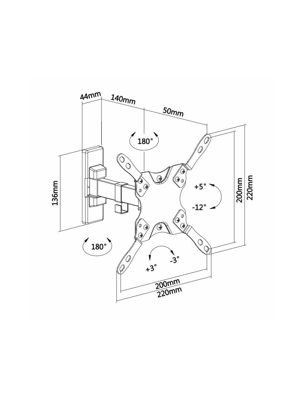 Soporte de Pared Extensible/ Giratorio/ Inclinable/ Nivelable Aisens WT42TSLE-009 para TV de 13-42'/ hasta 20kg