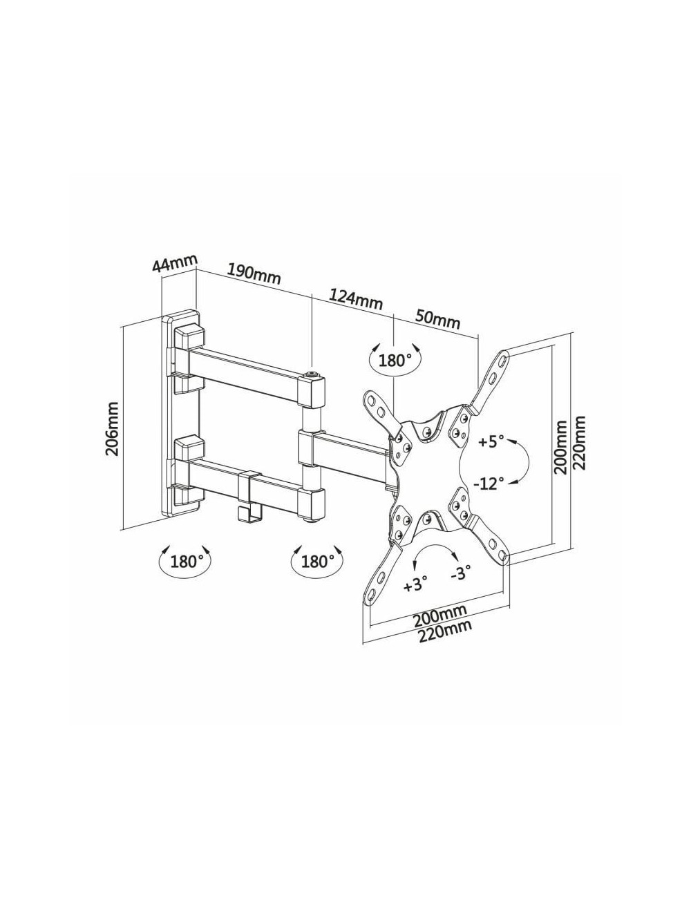 Soporte de Pared Extensible/ Giratorio/ Inclinable/ Nivelable Aisens WT42TSLE-011 para TV de 13-42'/ hasta 20kg