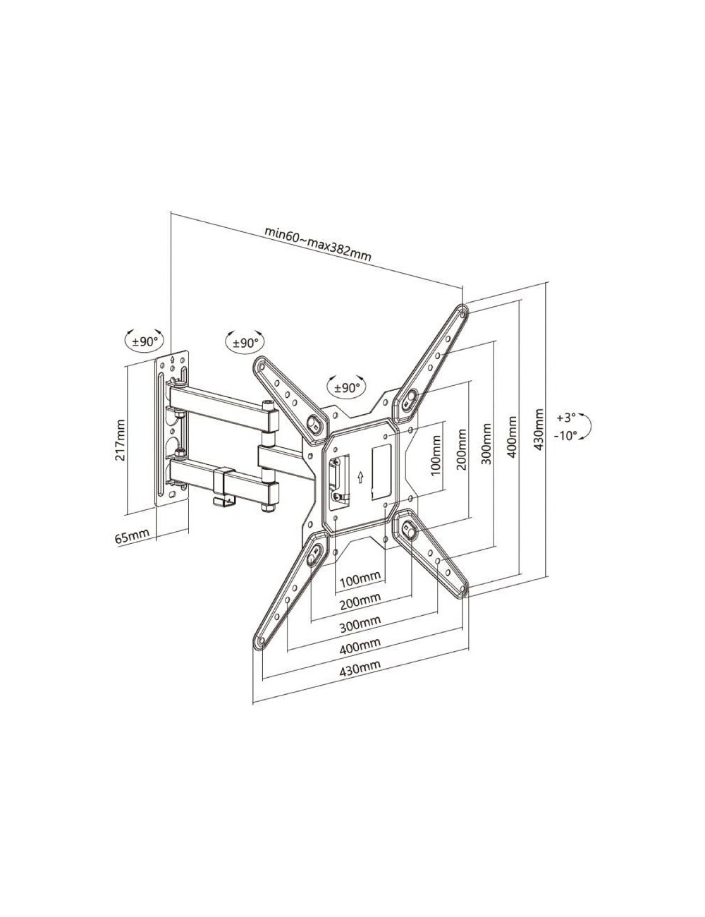 Soporte de Pared Giratorio/ Inclinable/ Aisens WT55TSE-153 para TV de 23-55'/ hasta 30kg