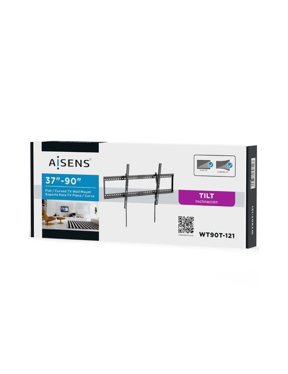Soporte de Pared Inclinable/ Fijo Aisens WT90T-121 para TV de 37-90'/ hasta 75kg