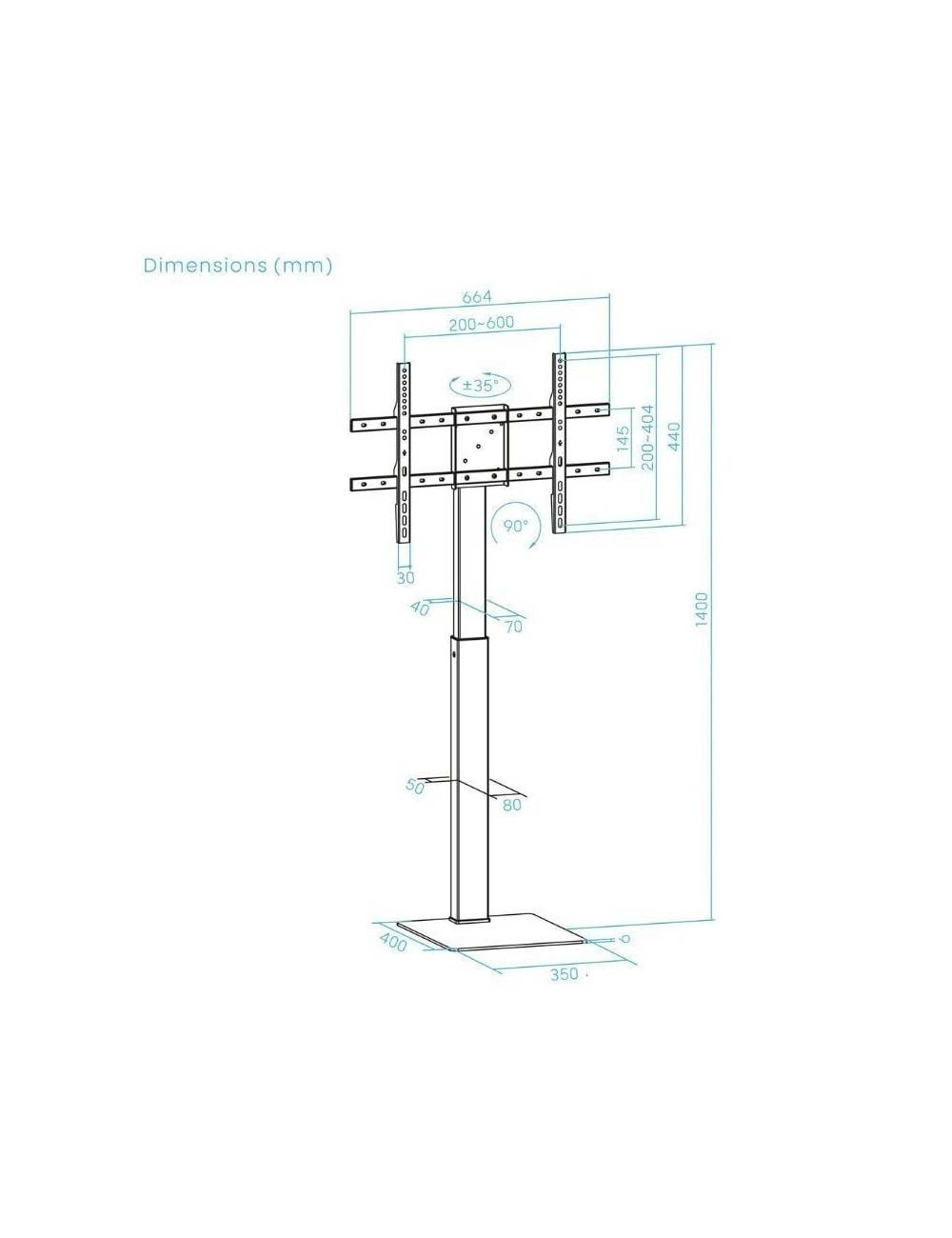 Soporte de Suelo Giratorio/Rotable TooQ FS2286M-B para TV 37-70'/ hasta 40kg