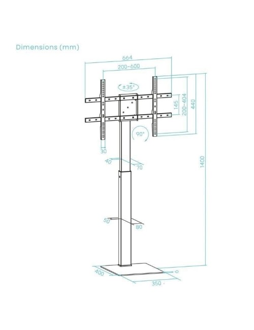 Soporte de Suelo Giratorio/Rotable TooQ FS2286M-B para TV 37-70'/ hasta 40kg