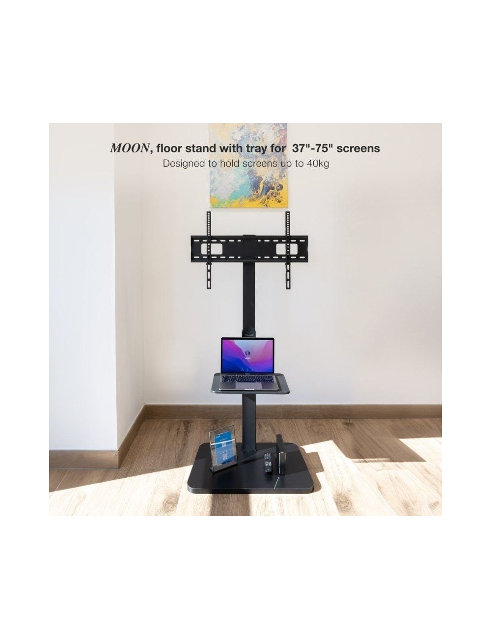 Soporte de Suelo Inclinable/ Ajustable TooQ MOON FS2287M-B para TV de 37-75'/ hasta 40kg