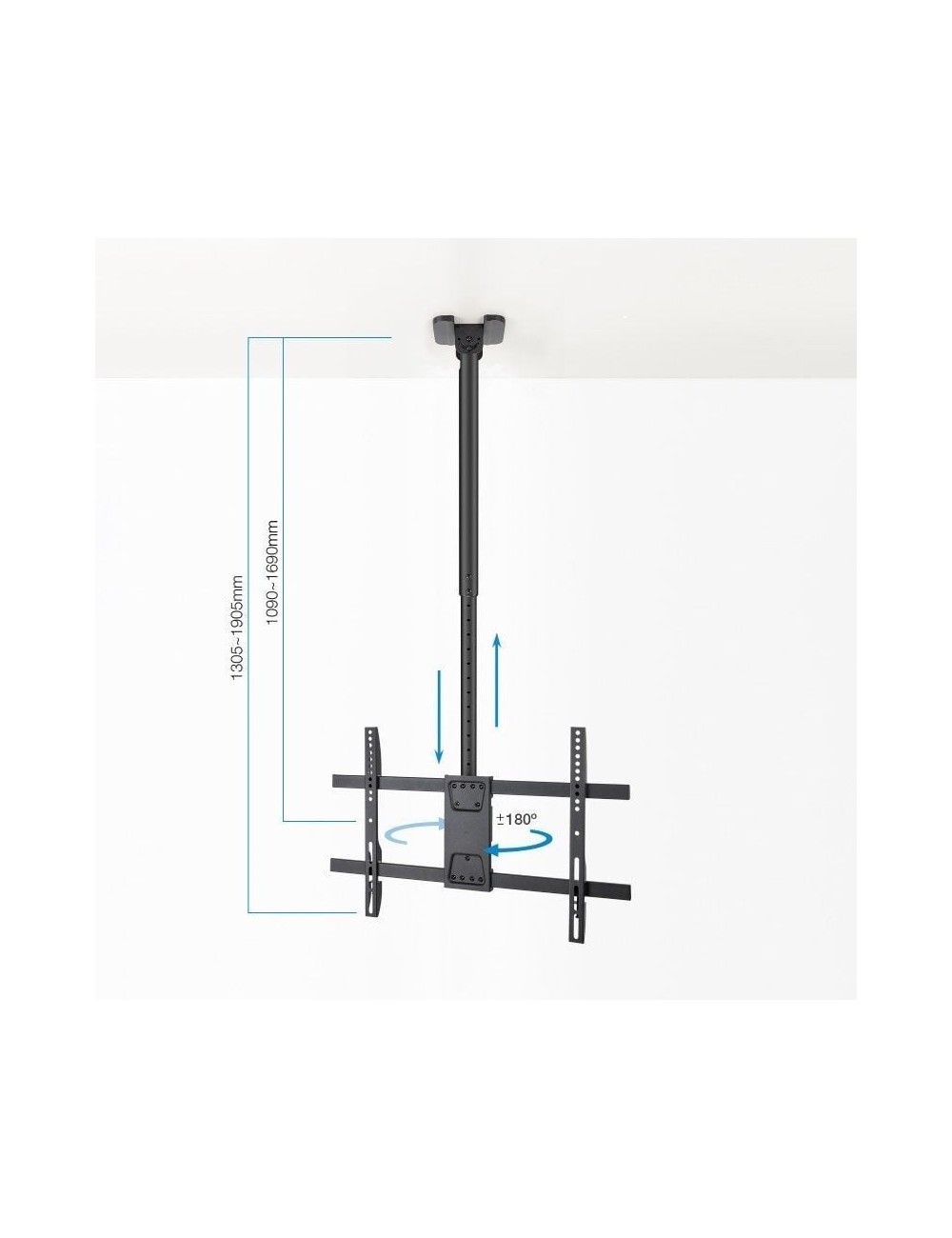 Soporte de Techo Giratorio/ Inclinable/ Nivelable TooQ LPCE1186TSLI-XL-B para TV de 43-86'/ hasta 60kg