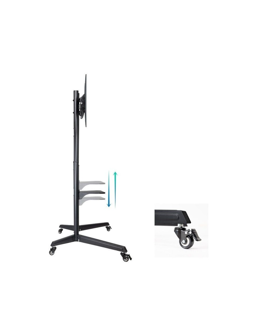 Soporte de Suelo Inclinable con Ruedas TooQ FS1170M-B para TV de 37-70'/ hasta 50kg