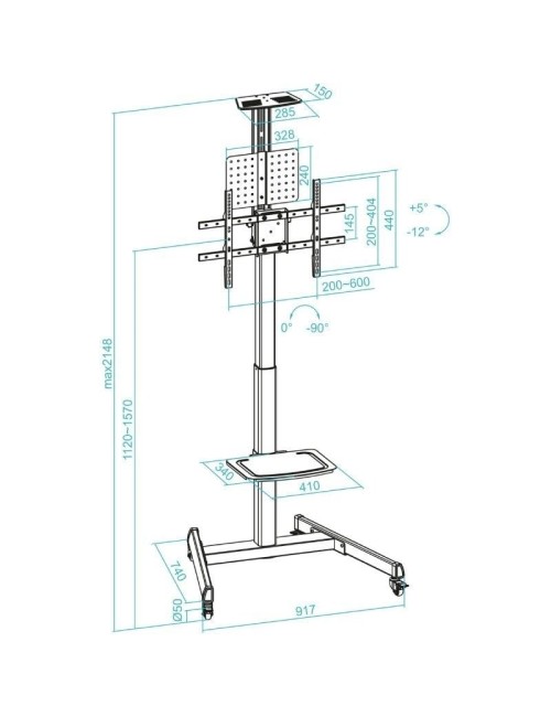 Soporte de Suelo Inclinable con Ruedas TooQ FS1184M-B para TV de 35-70'/ hasta 70kg