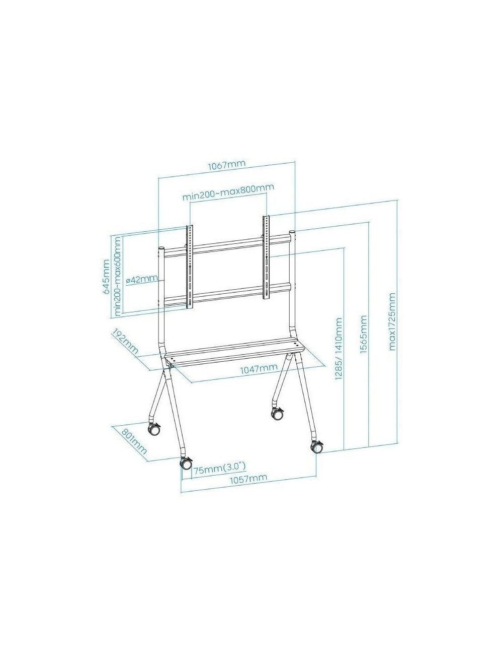 Soporte de Suelo con Ruedas TooQ FS20205M-B para TV de 50-86'/ hasta 120kg