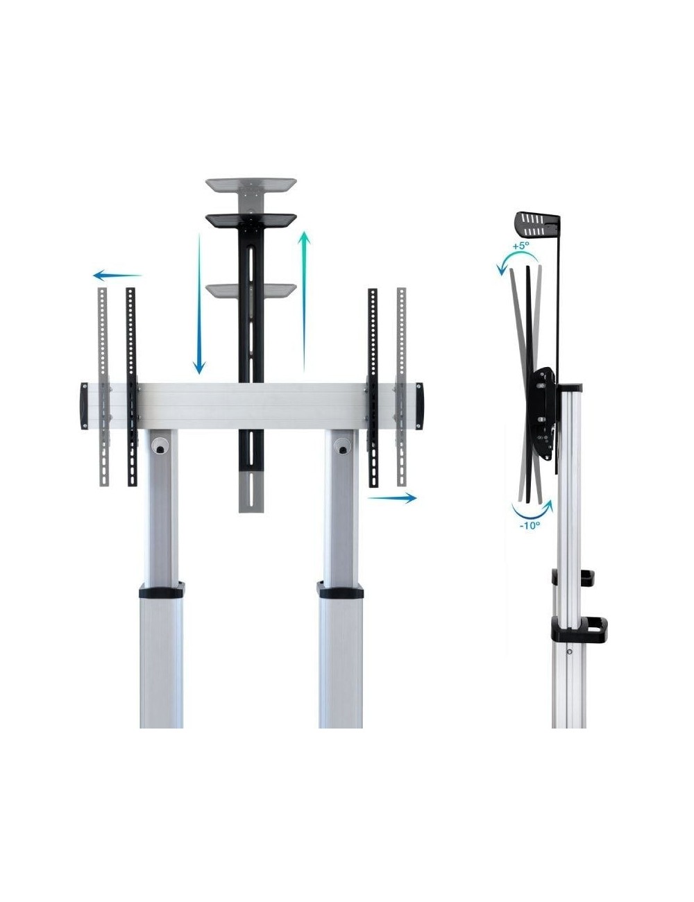 Soporte de Suelo Inclinable/ Ajustable con Ruedas TooQ FS20300M-B para TV de 60-100'/ hasta 100kg