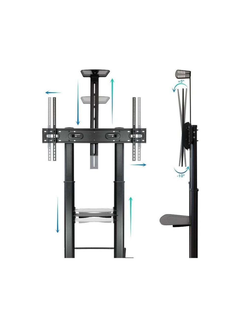 Soporte de Suelo con Ruedas Inclinable/ Nivelable TooQ FS20404HM-B para TV de 60-100'/ hasta 100kg