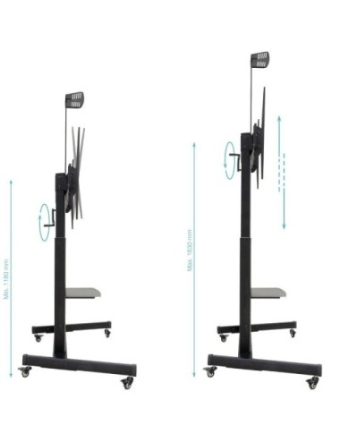 Soporte de Suelo Inclinable con Ruedas TooQ FS20406HM-B para TV de 60-100'/ hasta 120kg