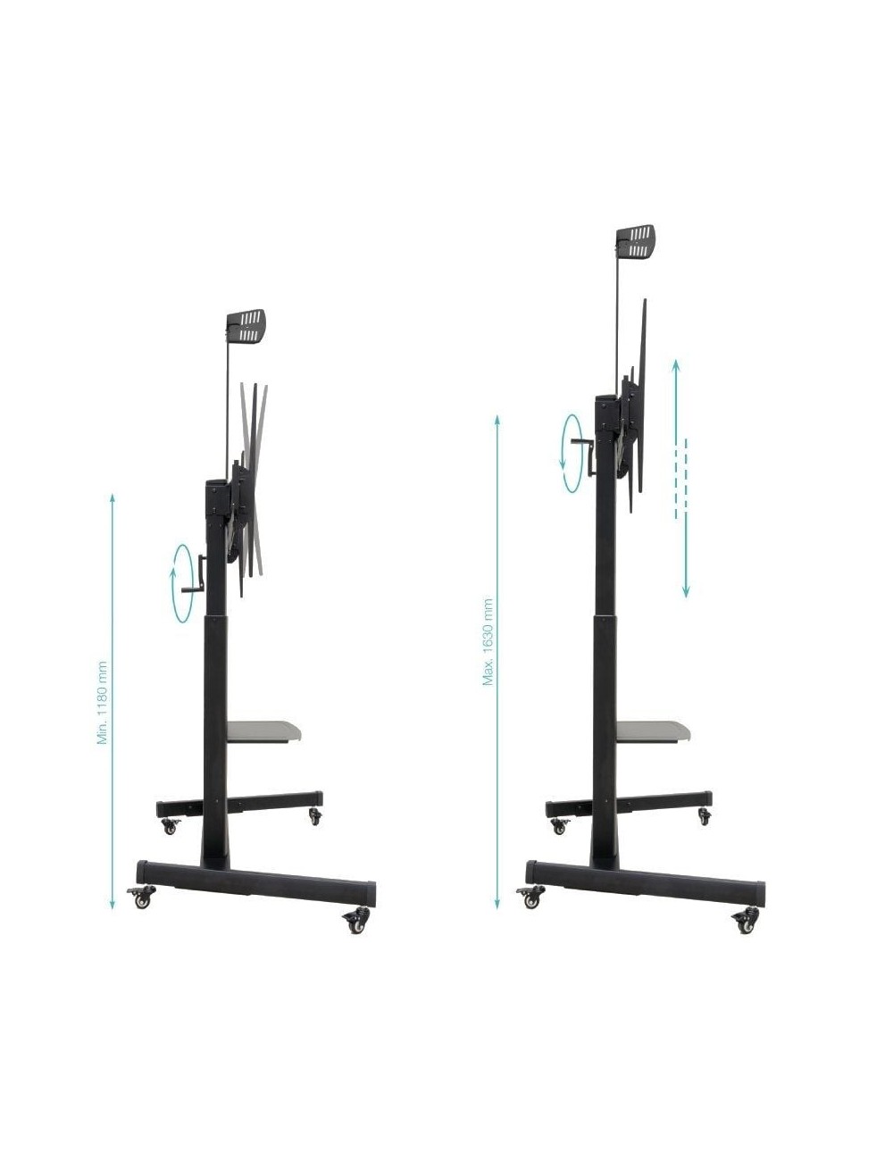 Soporte de Suelo Inclinable con Ruedas TooQ FS20406HM-B para TV de 60-100'/ hasta 120kg