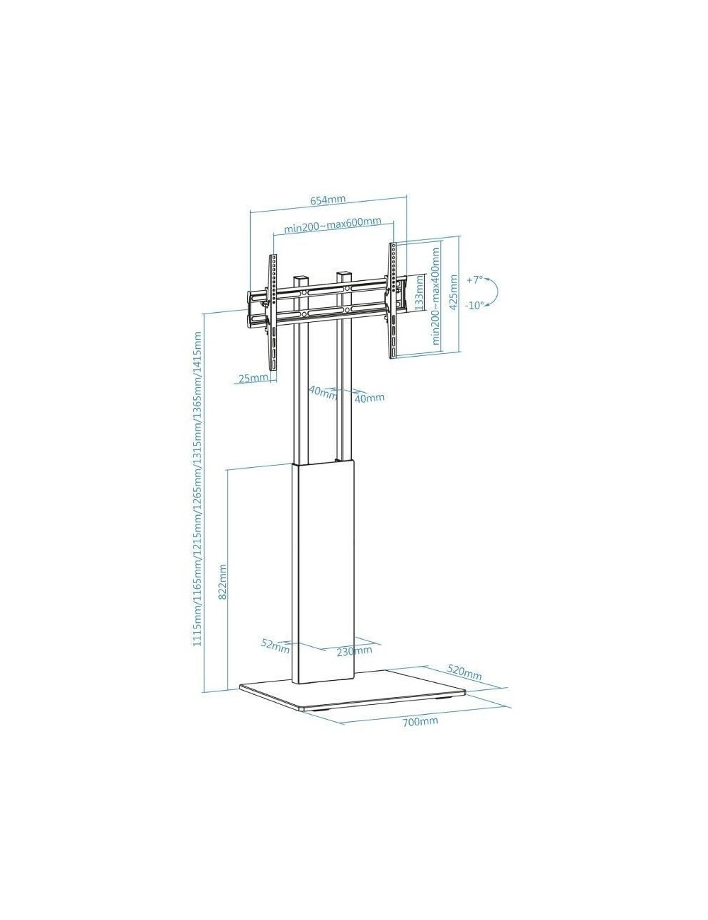 Soporte de Suelo Inclinable TooQ FS2288M-B para TV de 32-85'/ hasta 40kg