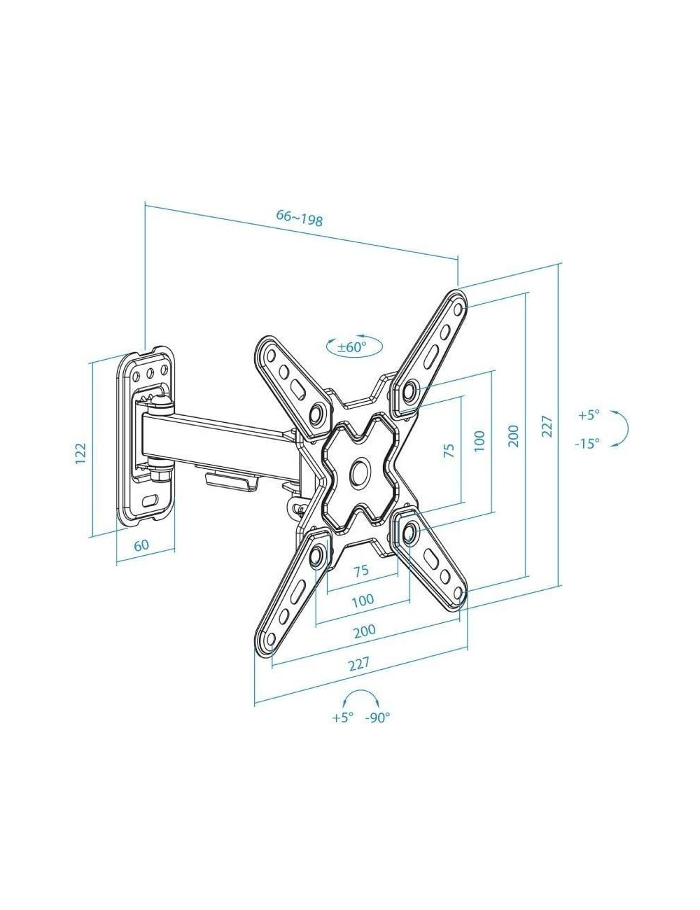 Soporte de Pared Extensible/ Giratorio/ Inclinable TooQ LP1343TN-B para TV de 13-43'/ hasta 20kg