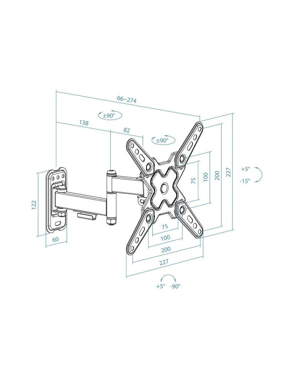 Soporte de Pared Extensible/ Giratorio/ Inclinable TooQ LP1344TN-B para TV de 13-43'/ hasta 20kg
